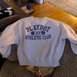 PLAYBOY Gray XXL Athletic Club Men's Crewneck Sweater